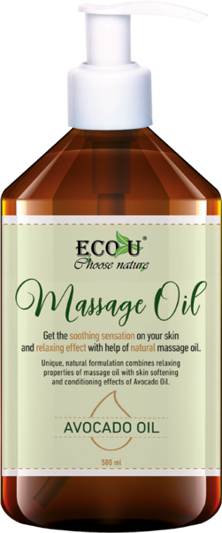 Eco U Nourishing Natural Massage Oil with Avocado Oil 500ml