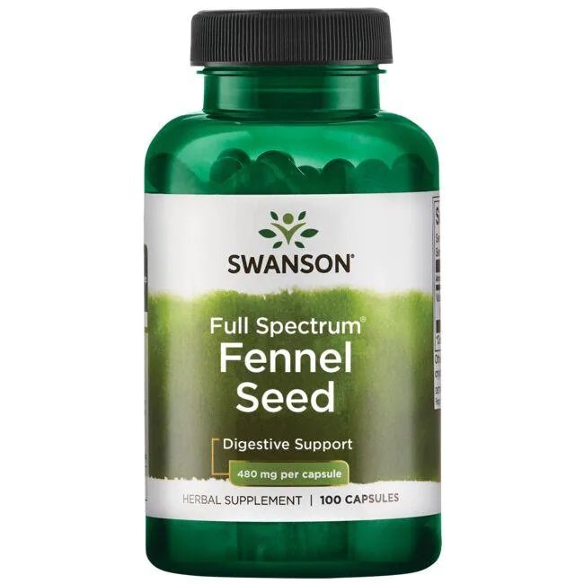 Swanson Fennel Seed 480mg for Digestive Support and Women's Health 100 Capsules