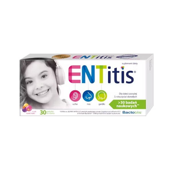 ENTitis Lozenges for Children over 3 Years of Age with Tutti Frutti Flavor 30 Pieces