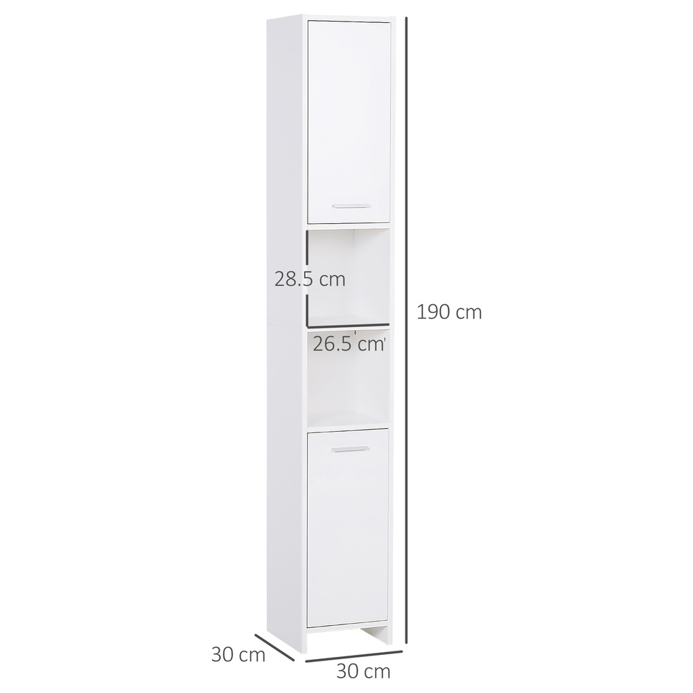 HOMCOM Tall Bathroom Storage Cabinet with Three-position Adjustable Shelves For Neutral Style, Hallway White