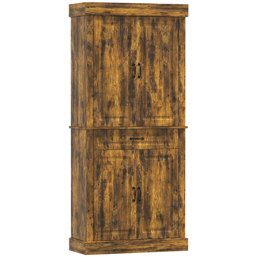 HOMCOM Tall Kitchen Cupboard, Kitchen Pantry Cabinet with Drawer, Shelves, Brown