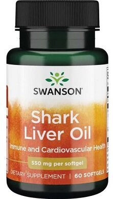 Swanson Shark Liver Oil 550mg Olej z Wątroby Rekina 60 Kapsułek