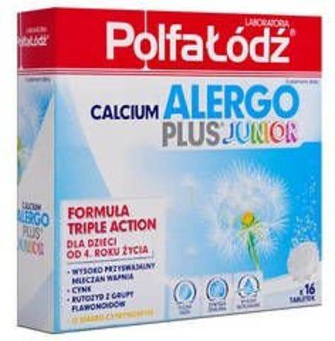 Calcium Alergo Plus Junior Tabletki Musujące z Wapniem i Cynkiem 16 Tabletek 