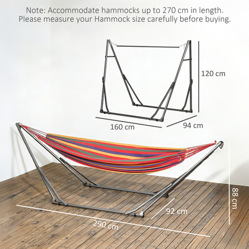 Outsunny Foldable Hammock Stand, Portable Hammock with Metal Frame, 2 in 1 Hammock Net Stand, Clothes Drying Rack, Load Capacity 120kg, for Patio, Garden, Yard, Black