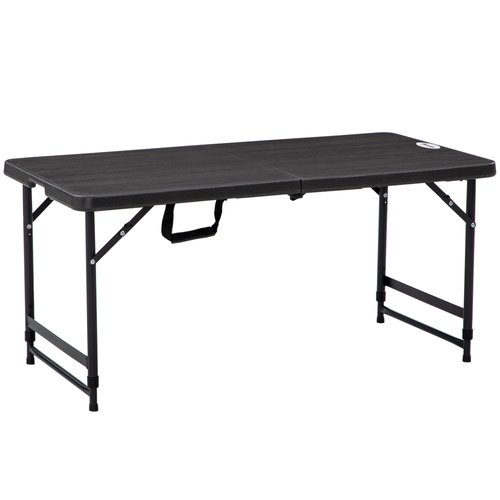 Outsunny Foldable Patio Dining Table for 4, Height Adjustable Outdoor Table for Garden, Lawn, Dark Grey