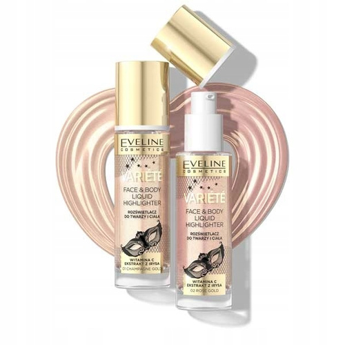 Eveline Variete Płynny Rozświetlacz do Twarzy i Ciała Nr. 02 Rose Gold 30ml