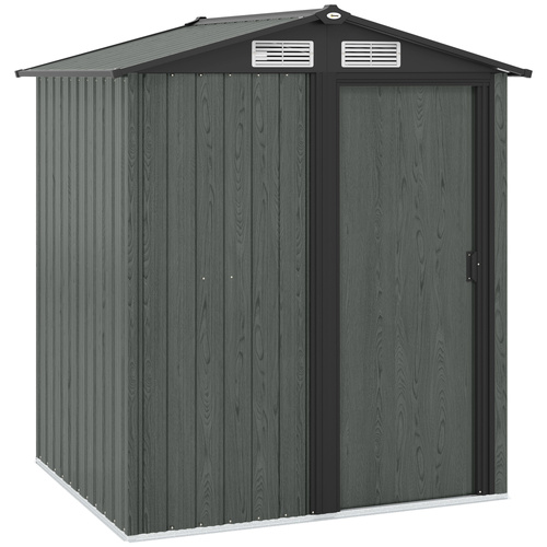 Outsunny 4.3 x 5ft Outdoor Garden Storage Shed - Grey Wood Effect