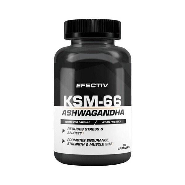 Efectiv Nutrition KSM-66 Ashwagandha Supplement for Stress Reduction and Cognitive Function 60 Caps