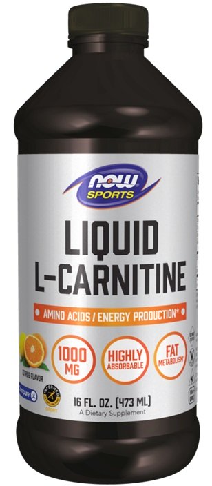 NOW Foods L-Karnityna w Płynie 1000mg Cytrusowa Na Metabolizm Tłuszczów 473ml