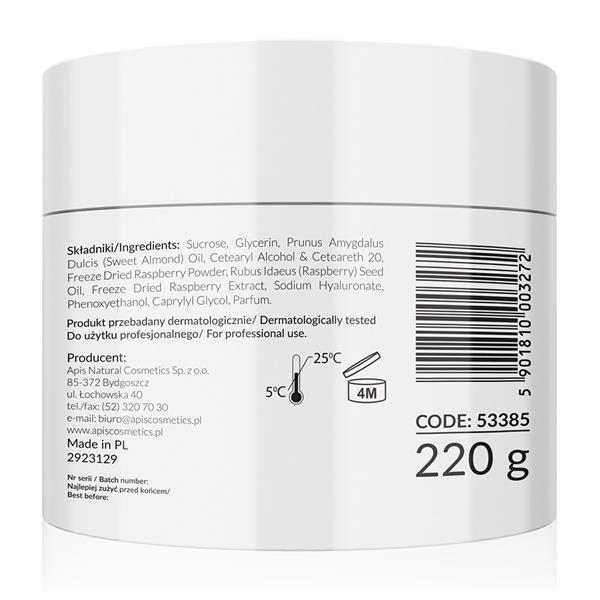 Apis Raspberry Glow Cukrowy Peeling z Malinami 220g