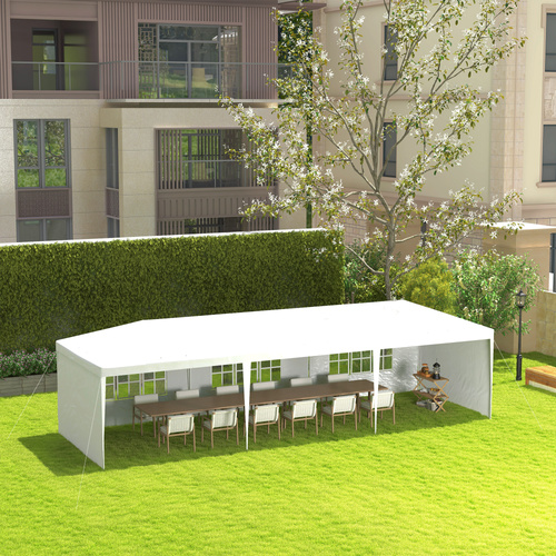 Outsunny 9 x 3 m Party Tent Gazebo Marquee Outdoor Patio Canopy Shelter with Windows and Side Panels Black