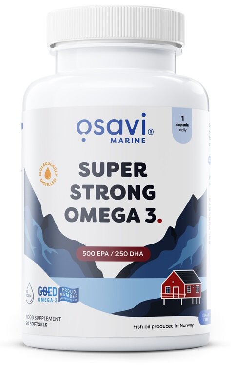 Osavi Super Strong Omega 3 500 EPA  250 DHA Wspiera Odporność Pracę Mózgu i Serca 90 Kapsułek