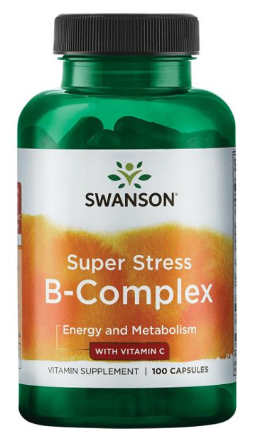 Swanson Super Stress Complex Vitamin B with Anti-Stress Formula with Vitamin C 100 Capsules