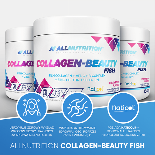 Allnutrition Collagen-Beauty Peptydy Kolagenu Morskiego Truskawka 158g