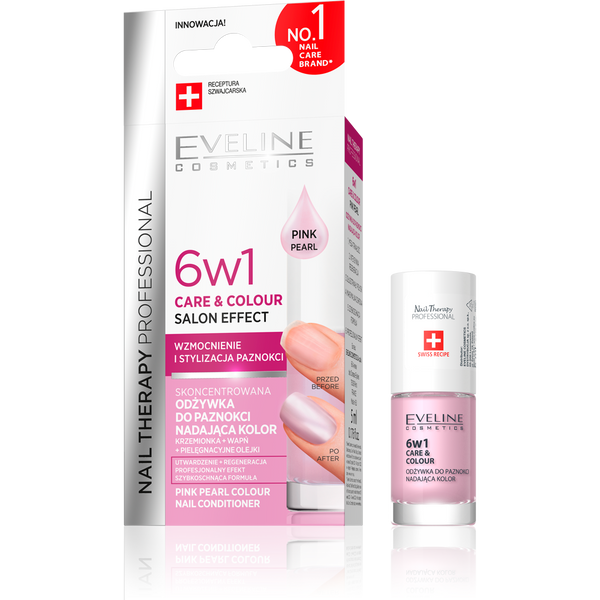 Eveline Nail Therapy Professional 6w1 Care & Colour Skoncentrowana Odżywka do Paznokci Nadająca Kolor Pink Pearl 5ml