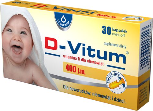 D-Vitum Vitamin D 400 IU for Babies for Bone Development 30 Twist-Off Capsules