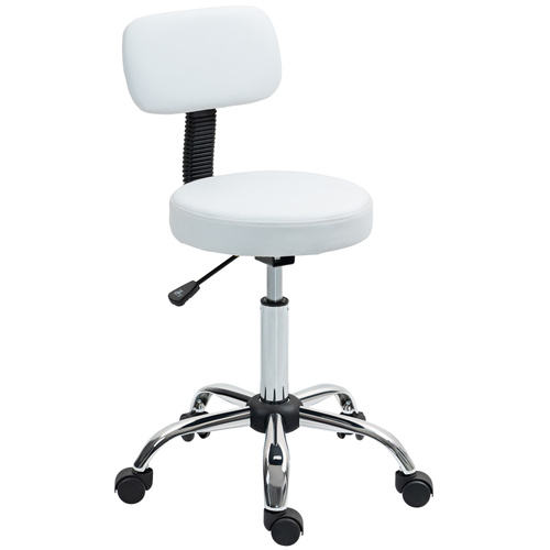 HOMCOM 360° Swivel Seat Salon Stool - White