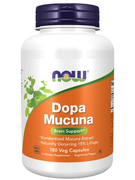 NOW Foods DOPA Mucuna Standardized Extract for Dopamine Support 180 Vcaps