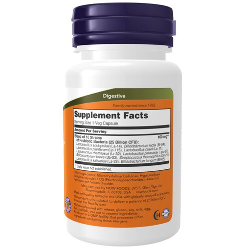 Now Foods Probiotic-10 25 Billion Probiotic Bacteria for Digestive & Immunity Support 100 Vcapsules