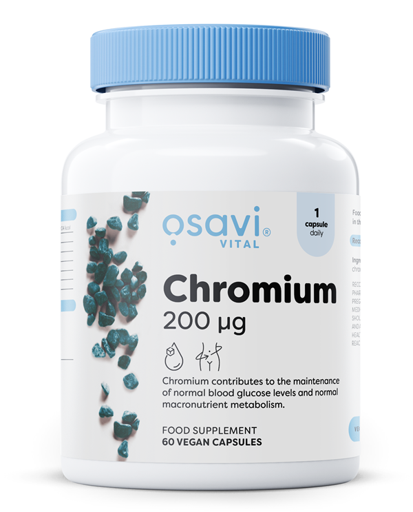 Osavi Chromium 200mcg Chrom Wspomaga Utrzymanie Prawidłowego Poziomu Glukozy we Krwi 60 Kapsułek