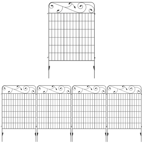 Outsunny Decorative Garden Fencing, 4PCs Outdoor Picket Fence Panels, 43in x 11.5ft Rustproof Metal Wire Landscape Flower Bed Border Edging Animal Barrier, Black