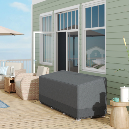 Outsunny Rectangular Patio Garden Furniture Cover Waterproof for 3 Seater Sofa Bistro Set, UV Resistant Protection 600D Oxford Fabric Rattan Lounge Clean Cover, 190 x 72 x 76cm, Grey