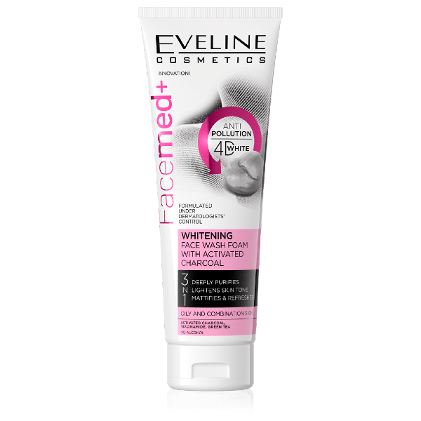 Eveline FaceMed Whitening Face Washing Foam with Activated Charcoal 100ml
