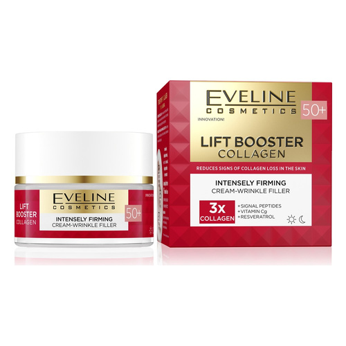 Eveline Lift Booster Collagen Silnie Ujędrniający Krem-Wypełniacz Zmarszczek 50+ na Dzień i na Noc 50ml
