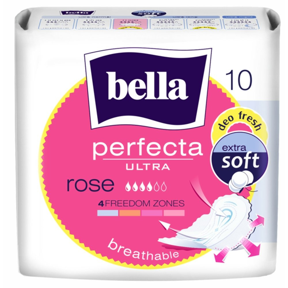 Bella Perfecta Ultra Rose Deo Fresh Podpaski Higieniczne 10 Sztuk