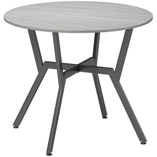 HOMCOM Dining Table, Round Kitchen Table with Black Legs, Anti-slip Foot Pads for Living Room, Dining Room 90 x 76 cm, Grey