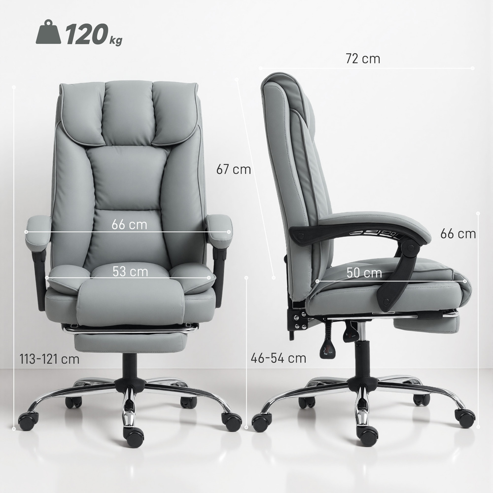 HOMCOM 155° Reclining Faux Leather Swivel Office Chair -Black