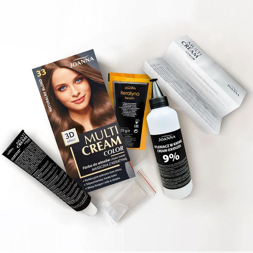 Joanna Multi Cream Trwały Intensywny Kolor Włosów Farba Pielęgnująca 33 Naturalny Blond 60x40x20g