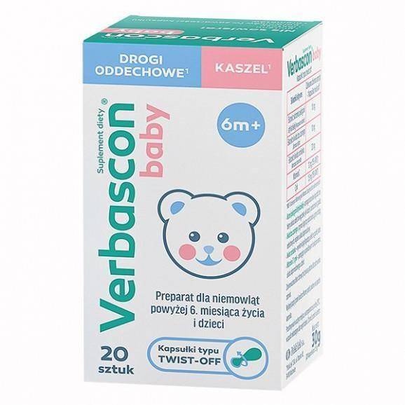 Verbascon Baby Preparat dla Niemowląt na Drogi Oddechowe i Kaszel 20 Kapsułek
