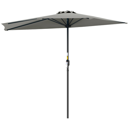 Outsunny Half Round Parasol Umbrella - Light Grey