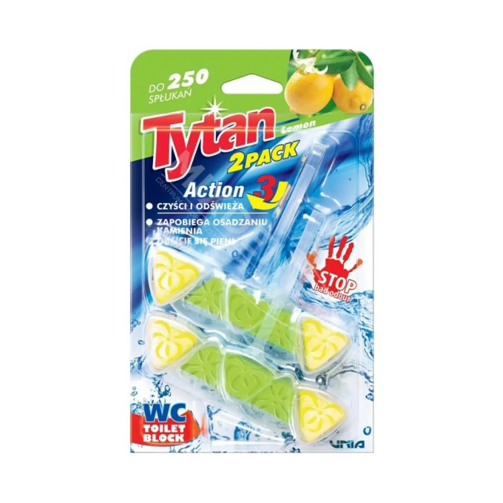 Tytan WC Action 3 Zawieszka Toaletowa Lemon 2x40g