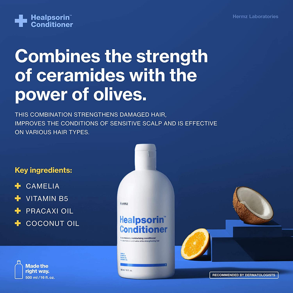 Hermz Healpsorin Hair Conditioner for Scalp with Psoriasis and Dandruff 500ml