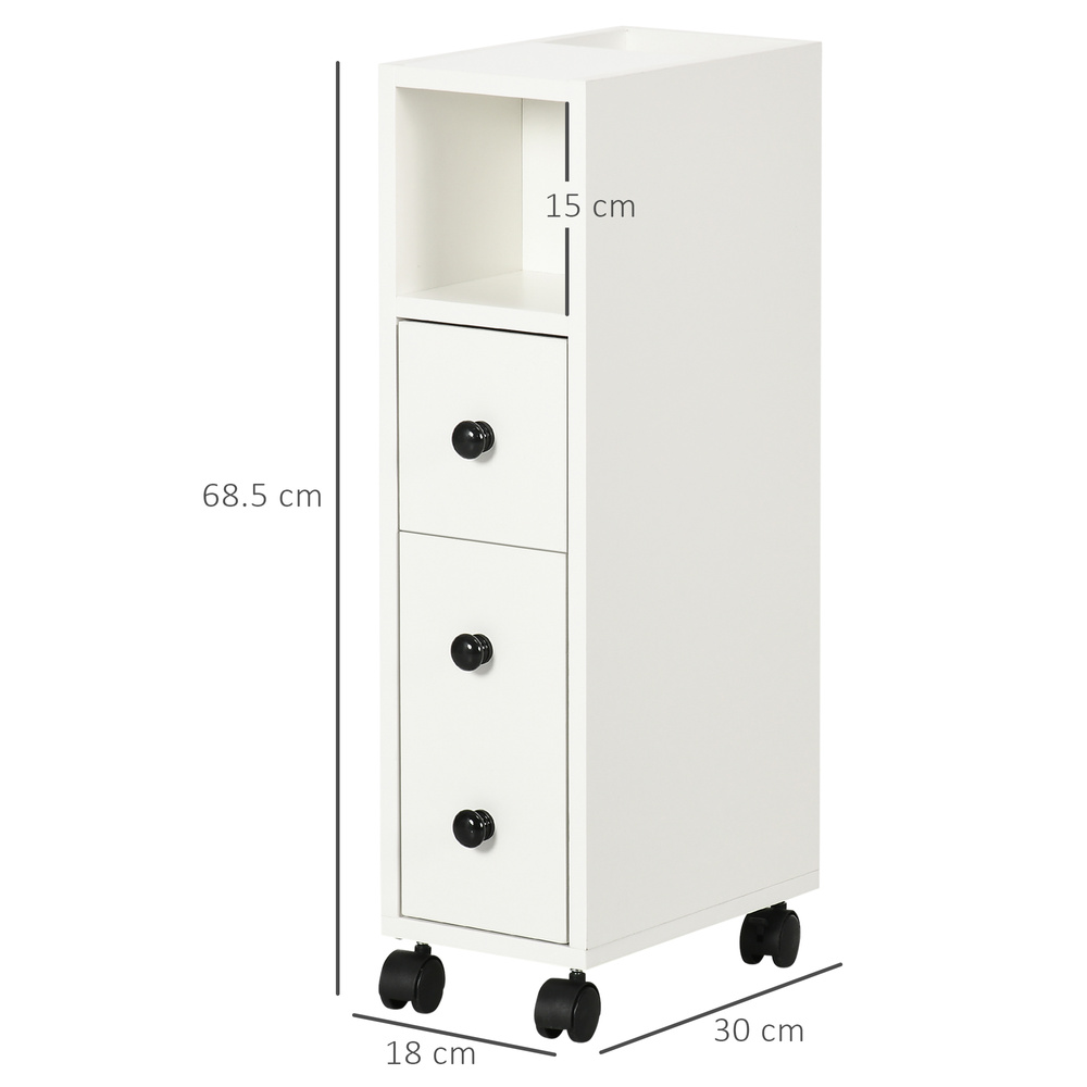 kleankin Slimline Bathroom Storage Cabinet - White