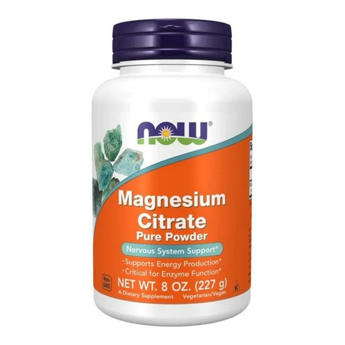 Now Foods Magnesium Citrate Powder Czysty Proszek Magnezowy dla Energii i Metabolizmu 227g