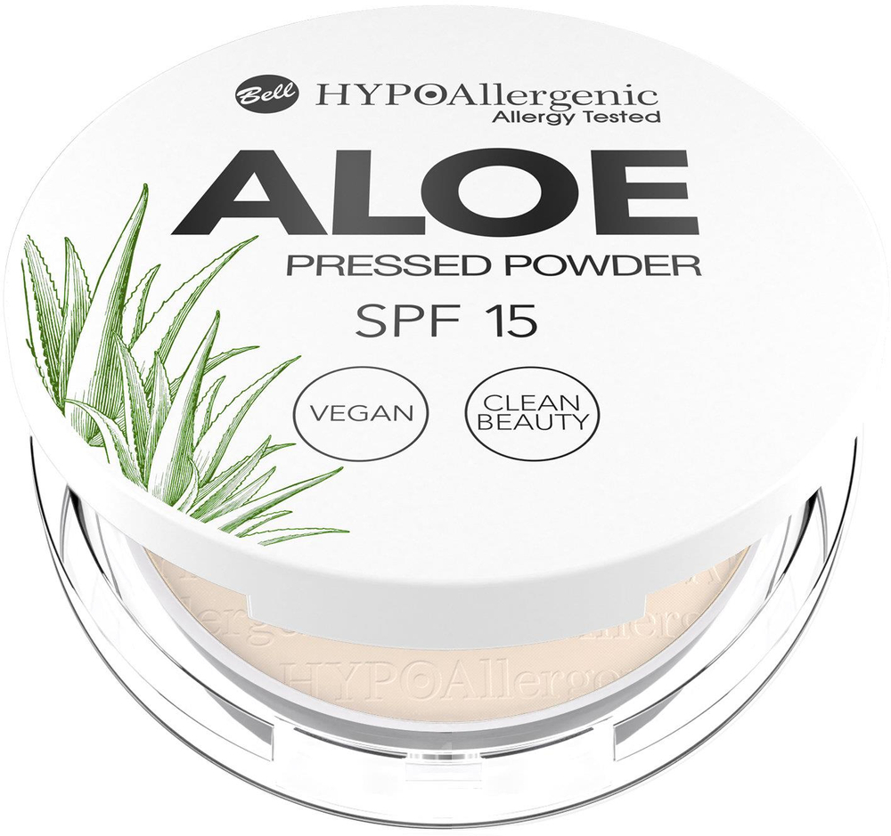 Bell Hypoallergenic Aloe Puder Prasowany do Twarzy Nr 04 Krem SPF15 Wegański 5g