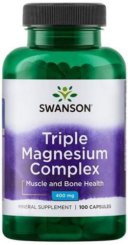 Swanson Triple Magnesium Complex 400mg for Muscle & Nervous System Support 100 Capsules