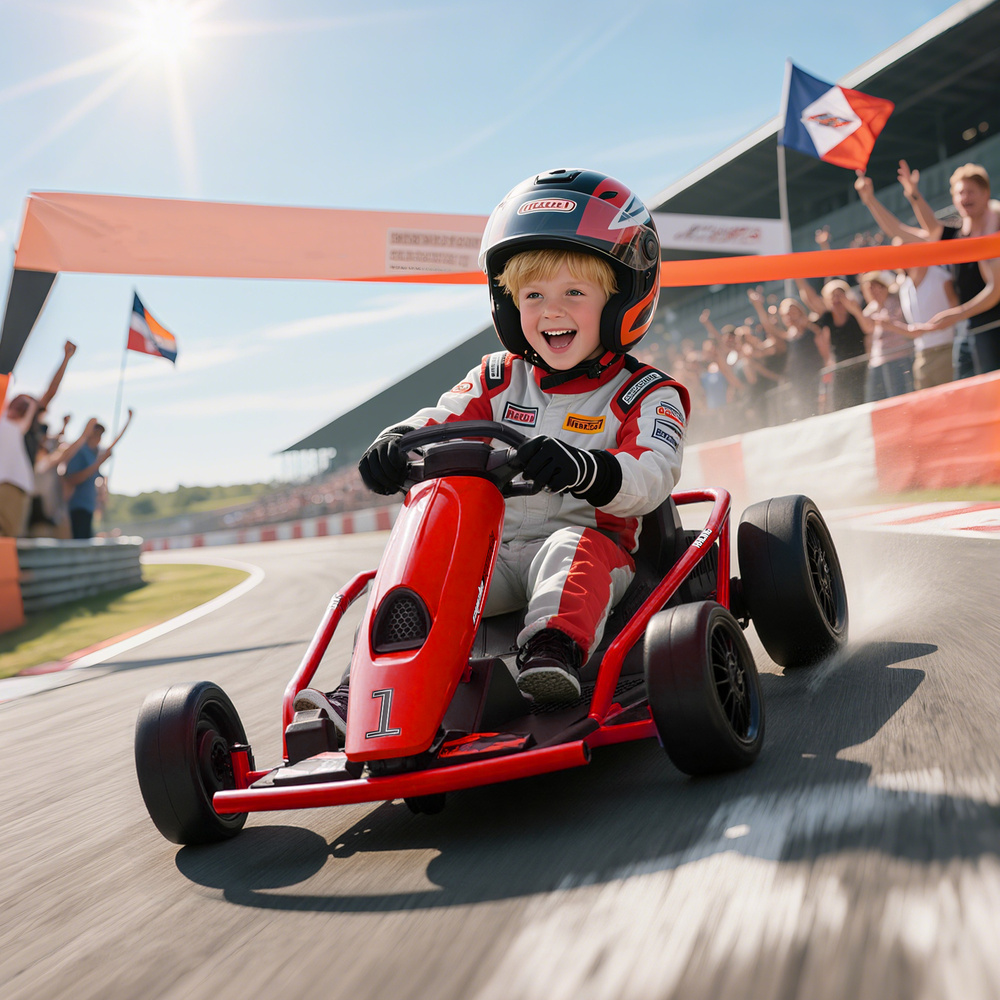 HOMCOM 24V Electric Go Kart for Kids, Drift Ride-On Racing Go Kart with 2 Speeds, for Boys Girls Aged 8-12 Years Old, Red
