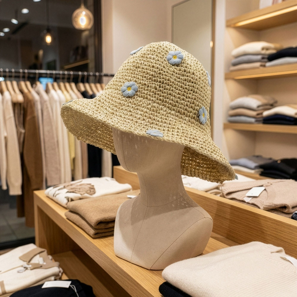 Nomad Sari Floppy Straw Sun Hat - Coffee & Daisies