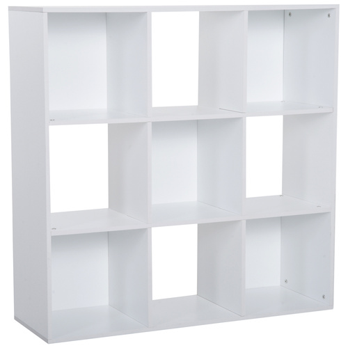 HOMCOM 3-tier 9 Cubes Storage Unit Particle Board Cupboard Bookcase Organiser Home Office Shelves, White