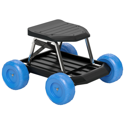 Outsunny Garden Storage Cart, with Top Seat - Blue
