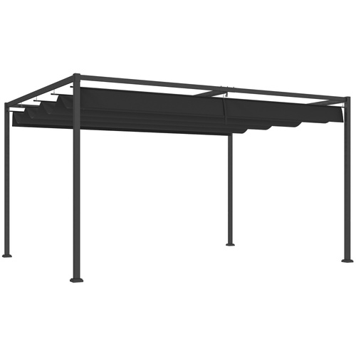 Outsunny 4 x 3m Metal Pergola, with Retractable Canopy Roof - Black
