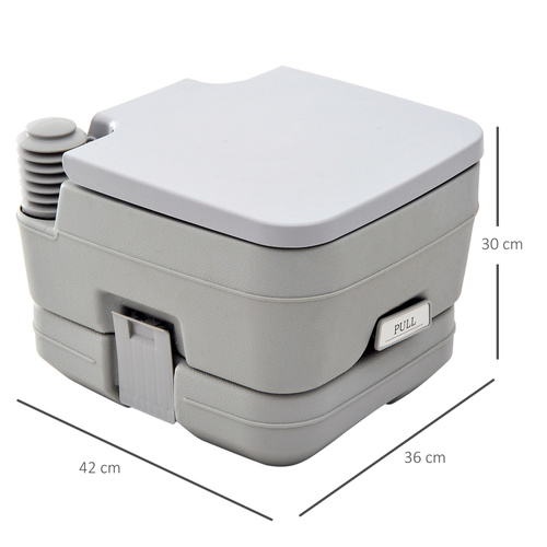 HOMCOM 10L Plastic Portable Toilet - Grey