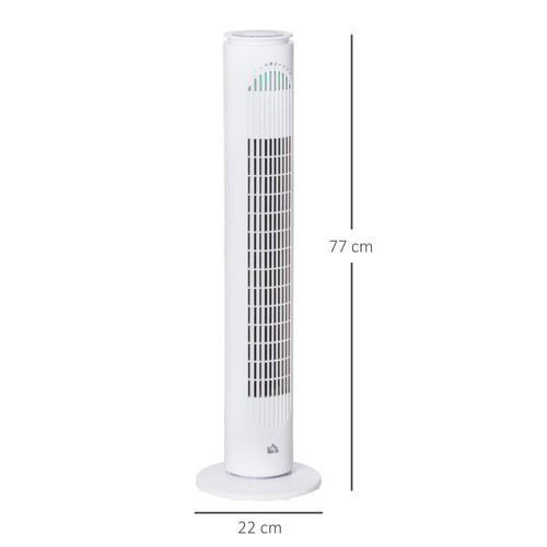 HOMCOM 30'' Freestanding Tower Fan, 3 Speed 3 Mode, 10h Timer, 70 Degree Oscillation, LED Light, 5M Remote Controller, White