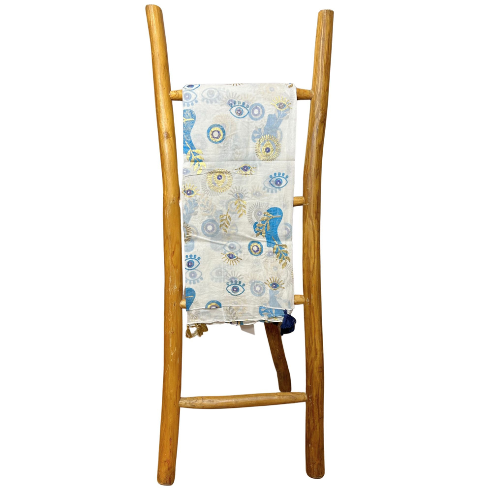 Nomad Sari Pareo – White, Blue & Gold Evil Eye Print