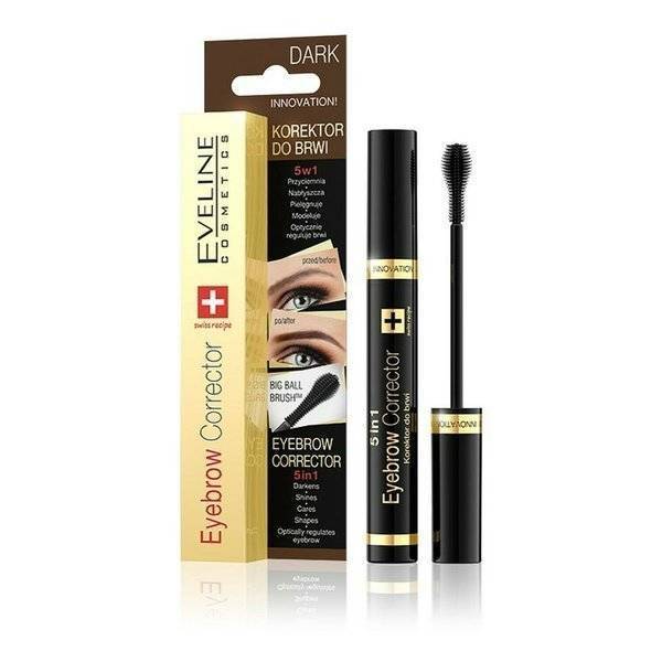 Eveline Eyebrow Corrector Pielęgnujący Korektor do Brwi 5w1 Ciemny Brąz 9ml