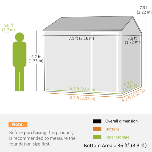Outsunny 7 x 6ft Galvanised Garden Shed, with Latch - Dark Grey